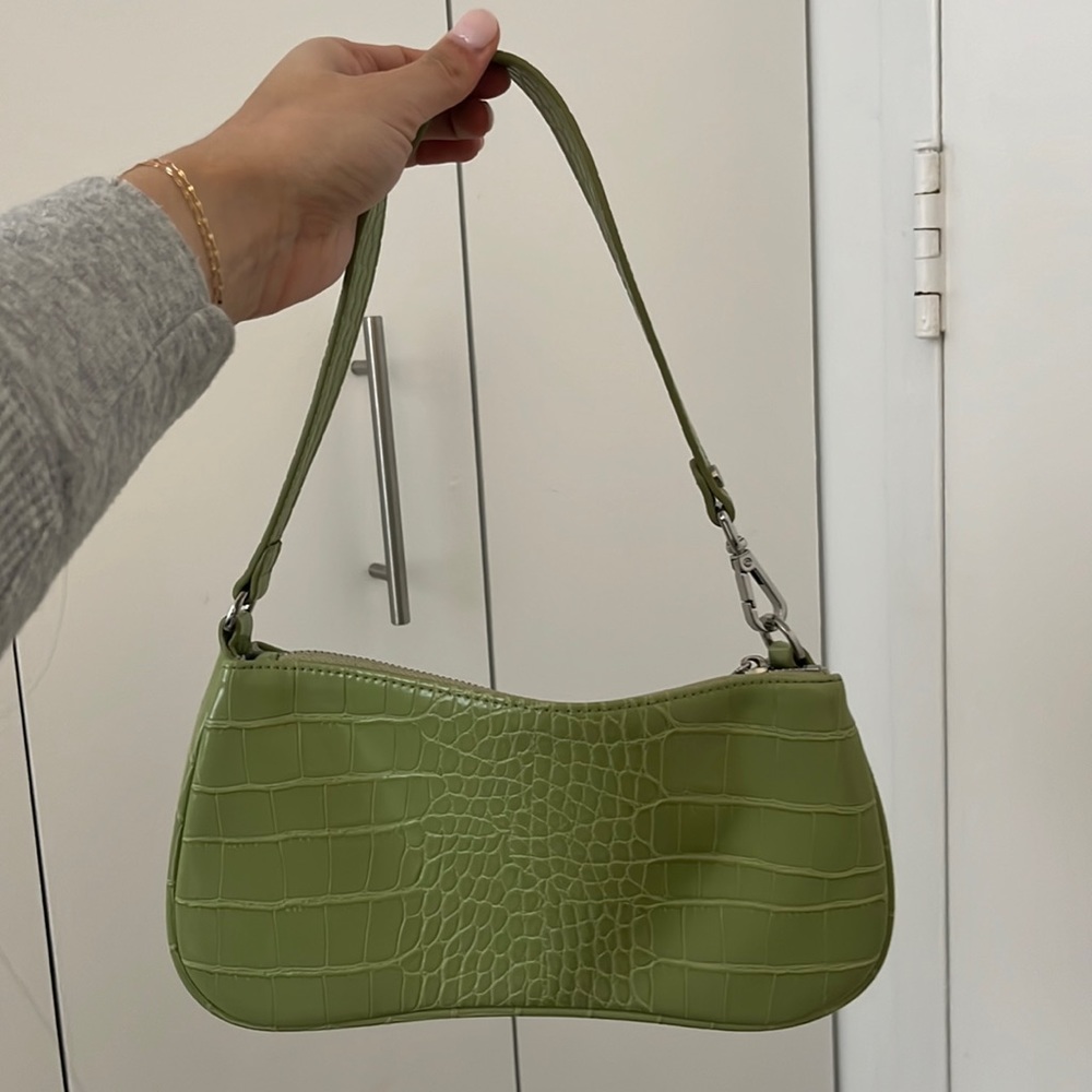 Green crocodile shoulder bag